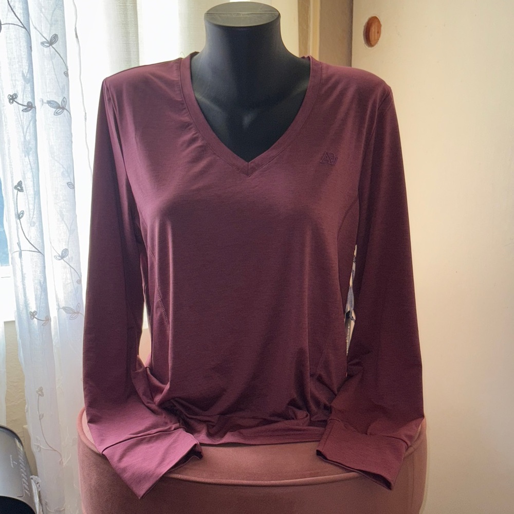 Aeropostale Women's Deep Plum V-Neck Blouse